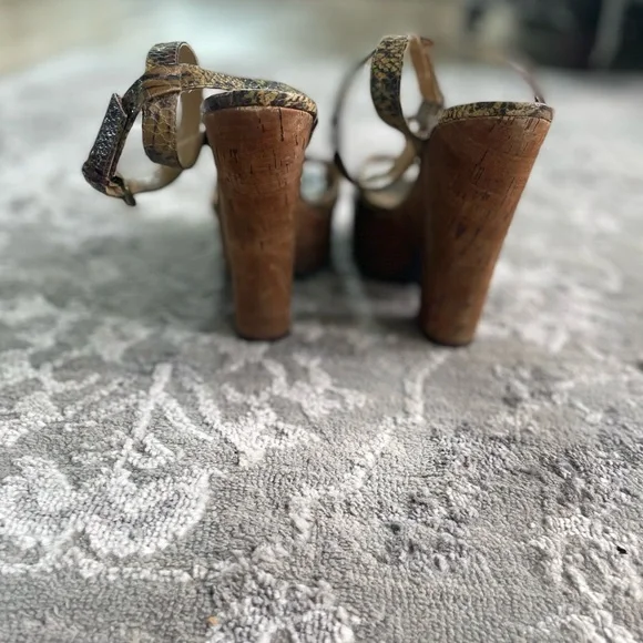 Nine West python and cork ankle strap heels - Picture 5 of 6